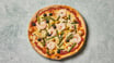 La Piazzetta 22. Pizza con Gamberi , Asparagi, Olive